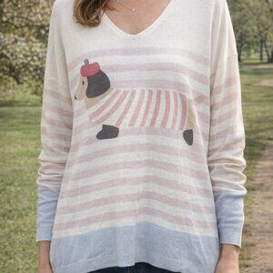 Soft and Pretty Italian Sweater with a Cute Dachshund (E4)